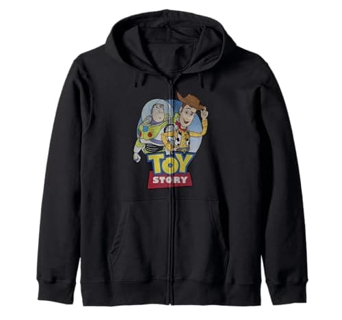Image of Disney Pixar Toy Story Buzz and Woody Movie Logo Zip Hoodie