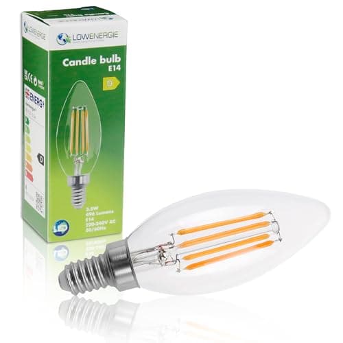 Image of LOWENERGIE LED Filament Candle Bulb C37 E14 Screw 3.5W 50W Equivalent Warm White 2700K Energy Saving (1)