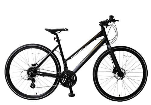 Image of Ammaco Strada 700c Hybrid Trekking Road Commuter Sports Bike 24 Speed Womens Hydraulic Disc Brakes Lightweight Alloy 16" Frame Black