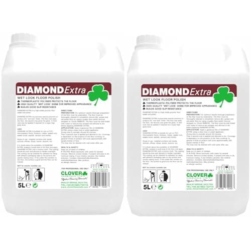 Image of Clover Chemicals 109 Diamond Extra Wet Look Floor Polish, 25%, 5 L, Pack of 2