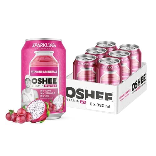 Image of Oshee Sparkling Vitamin Water with Grape & Dragonfruit Flavour 330ml (Pack of 6), Refreshing Sparkling Drink with Added Vitamins for Everyday Hydration