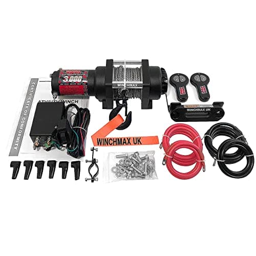 Image of WINCHMAX 3,000lb (1,361kg) Original Orange 12v Electric Winch. 15.5m x 5mm Synthetic Rope. 1/4 Inch Hook.