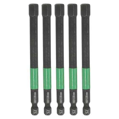 Image of sourcing map 5pcs H8 Flat Hex Head Screwdriver Bit 8mm Metric Tip 1/4" Hex Shank 100mm (4") Long Magnetic Hexagonal Screw Drill Bit Wrench Black Phosphate S2 Steel Power Driver Socket