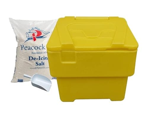 Image of BritishBins Yellow 60 ltr Grit Salt Bin With 25Kg Salt and Scoop