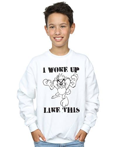 Image of LOONEY TUNES Boys Taz I Woke Up Like This Sweatshirt 9-11 Years White