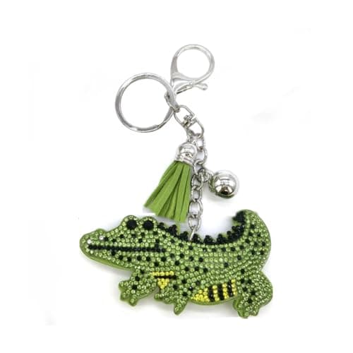 Image of ARFUKA Crocodile Crystal Keyring Alloy PU Leather Animal Keychain Jewelry Car Bag Charm Accessories