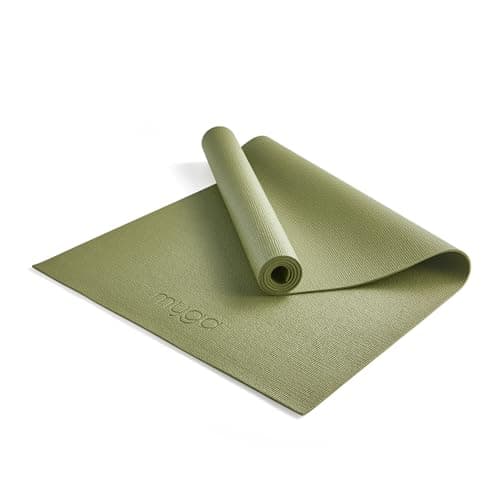 Image of Myga Yoga Mat with Carry Strap – Non-Slip, Lightweight & Durable Exercise Mat for Yoga, Pilates & Fitness – Sweat-Resistant & Easy to Clean – 173cm x 61cm x 4mm – Moss