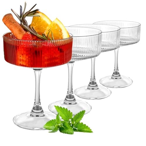 Image of DAJAVE Cocktail Glasses Set of 4, 280ml Espresso Martini Glasses Coupe Glasses for Serving Cocktails Party