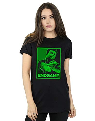 Image of Marvel Women's Avengers Endgame Hulk Poster Boyfriend Fit T-Shirt Black X-Large