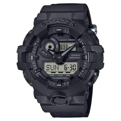 Image of Casio G-Shock GA-700BCE-1AER Analogue-Digital Watch with Black Resin Case Band, World Time Stopwatch Countdown Timer, 200 Metre Water Resistance, 50 mm