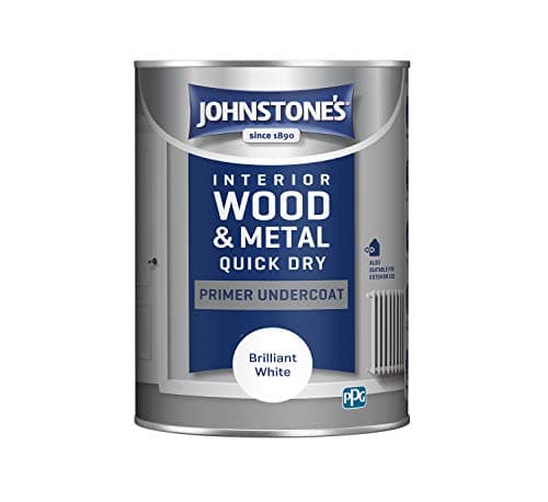 Image of Johnstone's - Quick Dry Gloss Primer Undercoat - Brilliant White - Water Based - Interior Wood & Metal - Fast Drying - Low Odour - Dry in 1-2 Hours - 13m2 Coverage per Litre - 1.25 L