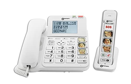 Image of Geemarc Amplidect 295 Combi Photo - Loud Corded and Cordless Phone with Answering Machine and Customisable Photo Buttons for Elderly - Low to Medium Hearing Loss - Hearing Aid Compatible - UK Version