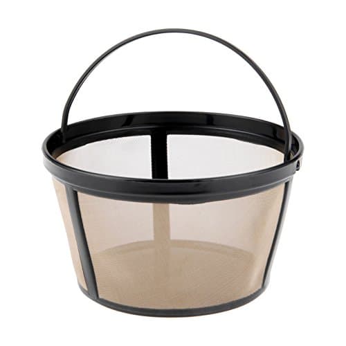 Image of Coffee Filter Universal Permanent Basket-Style Coffee Filters Reusable Coffee Mesh Basket Cup Coffee Dripper Pour Over Gold Tone Filter Accessories with Solid Bottom Designed