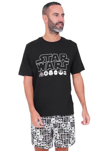 Image of Star Wars Mens Official Character Cotton Short Pyjamas (Medium) Black