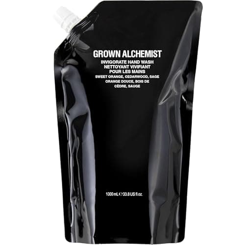 Image of Grown Alchemist Invigorate Luxury Hand Wash Refill - Sweet Orange, Organic Hand Soap - Natural Vegan Bioactive Botanicals for Sensitive Skin, Moisturising, Hydrating Liquid Gel Handwash 1 Litre Pouch