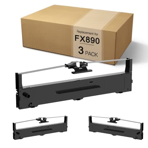 Image of BOEDCN 3 Pack FX 890 Compatible Printer Ink Ribbon Replacement for Epson S015329, S015337 Worked for Epson FX 890 / 890N, LQ 590, Black