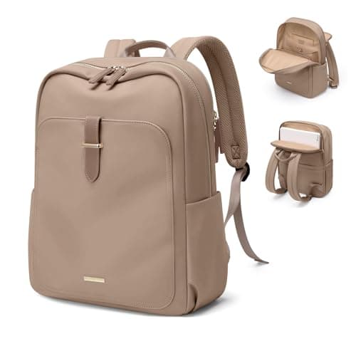 Image of GOLF QUALITY Laptop Backpack for Women,Casual Work Business Backpacks Purse Carry on Travel Backpack, Upgrade-champagne Brown, 14 Inch, Modern, Minimalist