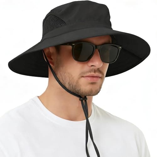 Image of EINSKEY Wide Brim Sun Hat, UPF 50+ UV Protection Waterproof Packable Bucket Hat for Men & Women, Fishing Hiking Beach Garden Black