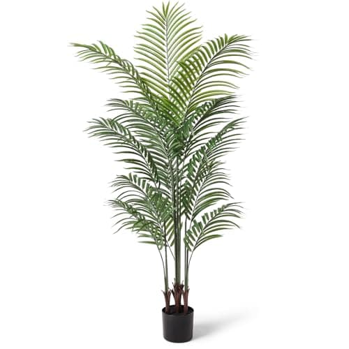 Image of CROSOFMI Artificial Plants Areca Palm 150cm Fake Tropical Tree Faux Plants for Indoors and Outdoors Artificial Foliage and Plastic Pot for Party Office Home House Decorations (1 PACK)
