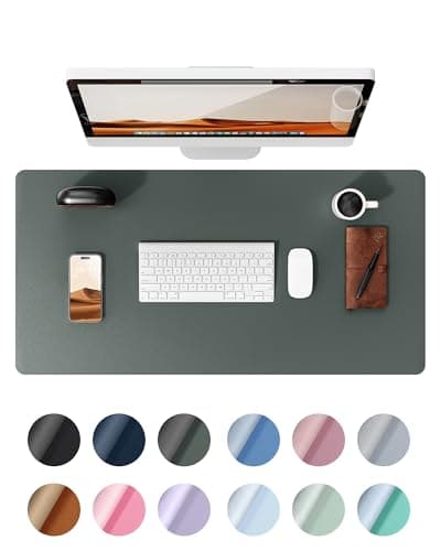 Image of YSAGi Leather Desk Mat, Large Mouse Mat, Non-Slip Desk Pad, Waterproof Leather Table Protector Writing Pad for Office and Home (60 x 35 cm, Dark Green)