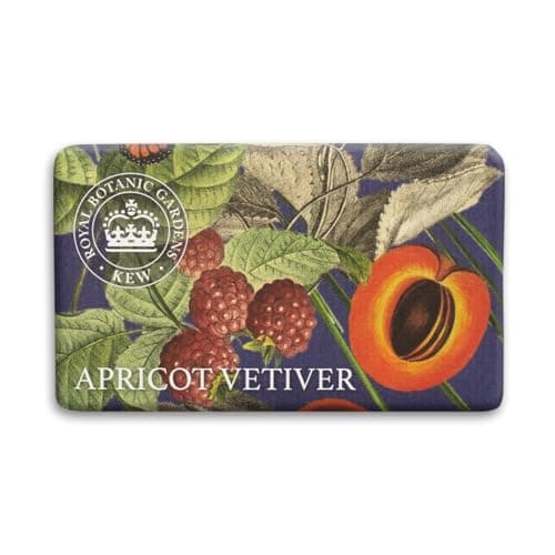 Image of The English Soap Company Kew Gardens Apricot Vetiver Soap - Luxury Vegan Soap Bar Enriched with Shea Butter - Fresh Fruity Apricot Scent, Moisturising, Cruelty-Free, Made in England - 240g