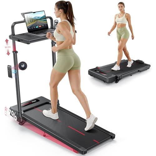 Image of HomeTro Walking Pad with Incline 3.0HP Foldable Treadmill with Handle Bar, Under Desk Treadmill for Home Office Small Space, Compact Folding Walking Pad with Removable Desk, APP & Remote Control