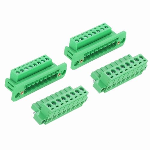 Image of sourcing map 2Set 8-Pin 5.08mm Pitch Pluggable Screw Terminal Block Connectors, PA66 300V 10A Through-Wall PCB Terminal with Panel Solderless Wiring Connectors 26-10AWG for Electronic