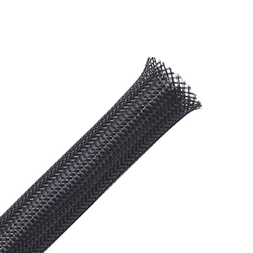 Image of 25ft - 1/4 inch PET Expandable Braided Sleeving – Black – Alex Tech Braided Cable Sleeve