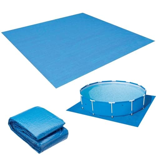 Image of LYPPUL Pool Ground Cloth, 274 * 274cm Foldable Swimming Pool Floor Protector, Waterproof Square Swimming Pool Mat, Paddling Pool Protective Mat for Frame Pool and Above Ground Swimming Pools