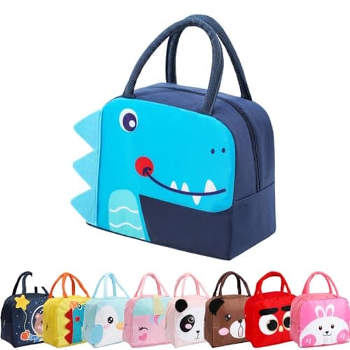 Image of Runmeihe Kids Lunch Bag for Girls Boys Students, Reusable Cartoon Insulated Lunchbag,Small Foldable Waterproof Lunch Bags for Travel Picnic School