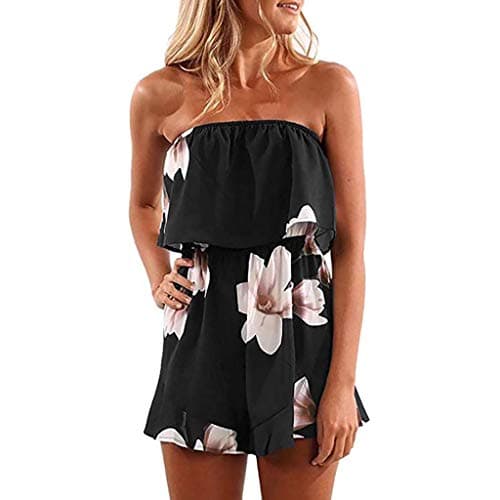 Image of Womens Loose V Neck Jumpsuit Short Sleeve Playsuits Summer Casual black red white brown Blue Romper One Piece Overalls Waist Tie Shorts Beach Coverups with Pockets Size 14 16 18 20 22 24 XS XL 2XL 3XL