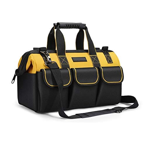 Image of 17-Inch Tool Bag Organiser, 43×17×25 cm, Muti-Purpose Wide Open Mouth Tool Storage Bag with Adjustable Shoulder Strap Tool Bag Organizer for Home DIY & Equipment Storage with Shoulder Strap