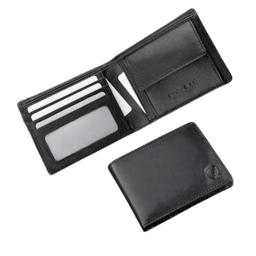 Image of KORUMA Men's Wallet Slim Leather RFID Blocking Mens Wallets with up to 7 Card Holder, 2 Banknote Compartments, Coin Pocket, ID Window, Gifts for Men