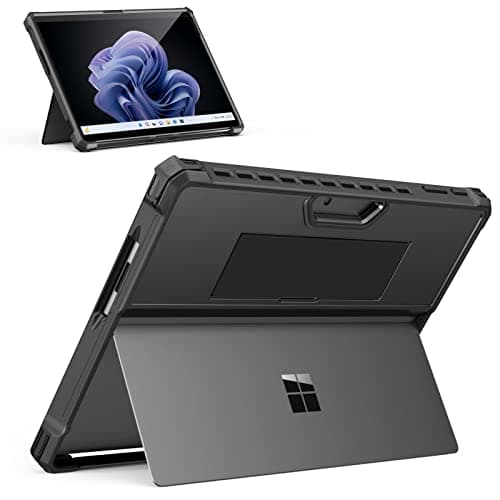 Image of MoKo Case Compatible with Microsoft Surface Pro 11, Surface Pro 10, Surface Pro 9 13 Inch, All-in-One Protective Rugged Cover with Hand Strap, Compatible with Type Cover Keyboard, Black