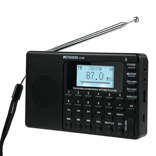 Image of Retekess V115P Portable Shortwave Radio, Pocket Radio, AM/FM/SW/LW/WB,1800mAh Rechargeable Battery, TF/AUX, Recording, Flashlight, Sleep Timer, Alarm Clock,for Emergency, Outdoor