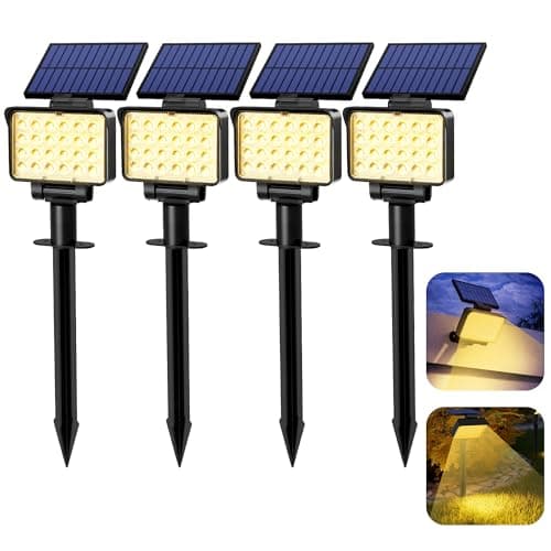 Image of Solpex Solar Spot Lights Outdoor Garden, IP65 Waterproof, 24 LEDs Garden Solar Powered Spot Lights for Pathway, Garden, Fence(Warm White, 4 Pack)