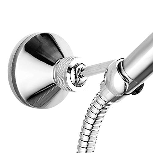 Image of Queta Shower Head Holder, Adjustable Copper, Chrome Plated Handheld Shower Wall Bracket for Standard Shower Hose, 10.4 x 6.4 cm, 22.2 mm Hole, Silver