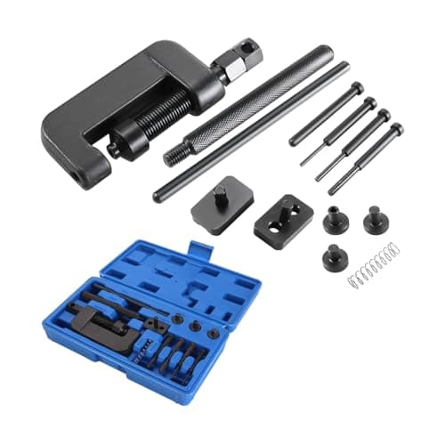 Image of Sandfren Motorcycle Chain Brake Tool Kit, 13PCS Motorbike Chain Braker Set with C Frame 3 Anvils 4 Brake Tips, Dirtbike Link Repair Removal Tool, Fit for Cam & 25 to 630 Chains