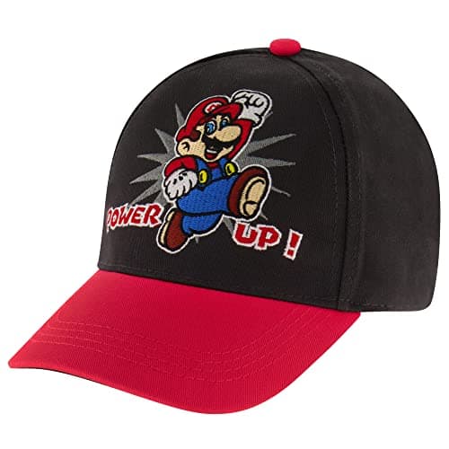 Image of Nintendo Boys Super Mario Bros. Cotton Baseball Cap (Size 4-7), Black/Red, 4-7 Years