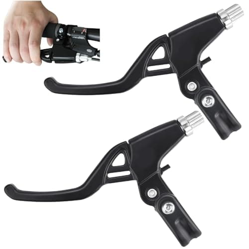 Image of PERFETSELL 1 Pair Bicycle Brake Levers Hand Brakes Universal Cycling Brake Level Handles Handlebar Aluminum Alloy Brake Lever Brake Handle for MTB Mountain Bike Road Bicycle, Black, 22mm Diameter