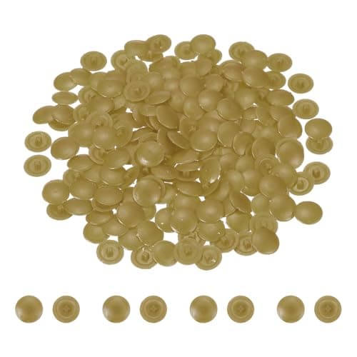 Image of sourcing map 200 Pcs Screw Head Covers, 12mm Plastic Screw Caps Plastic Self-Tapping Caps Hole Covers for Phillips Screws Head for Furniture Cabinet Shelf Decoration, Light Brown