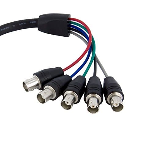 Image of StarTech.com VGABNCMF1 1 ft (0.3 m) VGA to BNC Cable, HD15 VGA to 5 BNC, Male/Female, BNC Cable