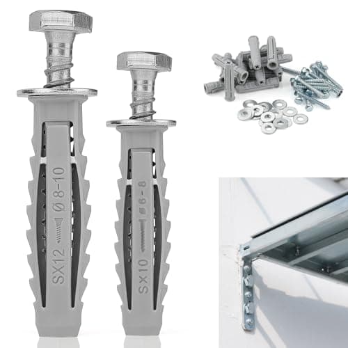 Image of 16 Pcs Heavy Duty Wall Fixings Plugs Anchor Masonry Screws Plugs for Brick Bolts Wall Plugs (M8x60mm/M12x60mm) (M6x50mm/M10x50mm) Assortment Hex Self Tapping Screws with Expansion Plugs and Washers