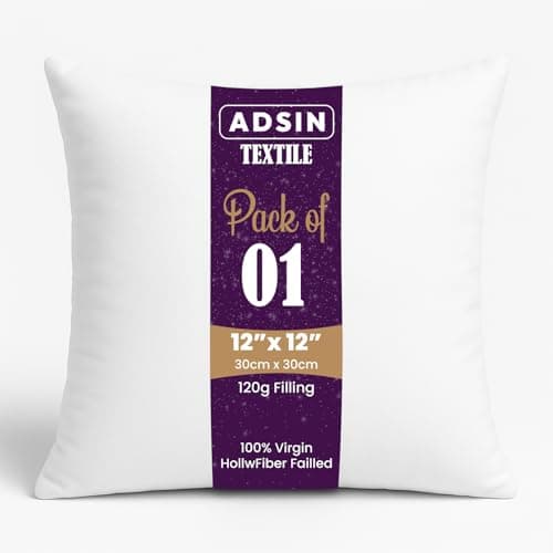 Image of Set of 1-30cm x 30cm Luxury Hollowfibre New White Hollowfiber Cushion Pad Inner Stuffer Pillow Polyester Insert Square Hypoallergenic (Pack of 1 | 12" x 12")