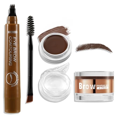 Image of Boobeen Waterproof Eyebrow Pencil with Pomade, Brow Gel with Dual-ended Brush, Long-Lasting Natural Hair-Like Brows for All Skin Tones, Brown