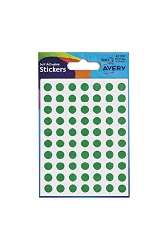 Image of Avery Hand-writable, Easy-to-use, Dot Stickers, 8mm, Green, 70 Labels per Sheet, 560 per Pack (32-302)