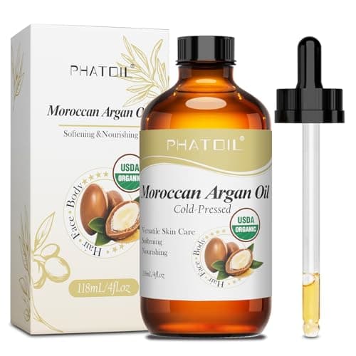 Image of PHATOIL 100% Pure Organic Argan Oil of Moroccan for Hair, USDA Certified Cold Pressed Moroccan Argan Oils for Frizz, Dry Hair, Body Massage Carrier Oil for Skin, Face Moisturizing & Nourishing, 118ml