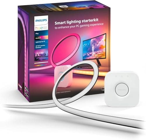 Image of Philips Hue Play Gradient PC Lightstrip Starter Kit Including Hue Bridge [for 32-34 Inch Screens] LED Smart Lighting. Sync for Entertainment, Gaming and Media.