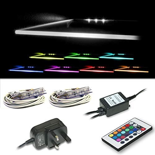 Image of Furneo Set of 6 LED Glass Edge Lighting Clips in RGB [Energy Class A] for Illumination
