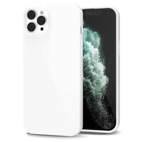 Image of LoeoeL for iPhone 11 Pro Max Phone Case Liquid Silicone, Cute Girly Thin Ultra Slim Jelly Soft Rubber Gel Protective Glossy Hard Plastic Case, Plain Solid Color Cover for Women Girl, White